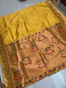 Yellow Golden Paithni Saree With Blouse