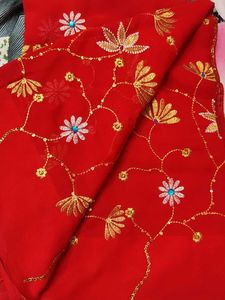 Red Embroidery Work Saree