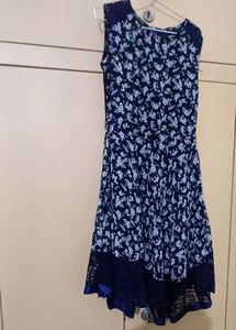 Floral Print Dress with Lace Details
