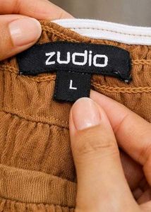 Brown Smocked Puff Sleeve Top