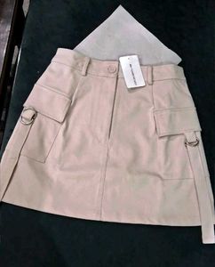 Beige Mini Cargo Skirt