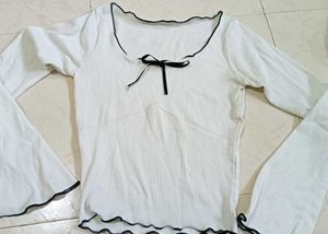 Cute White Tie-Front Top