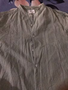Men's Light Green Striped Shirt