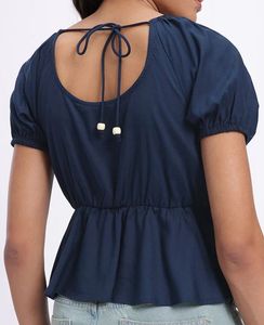 Cute Peplum Blue Top