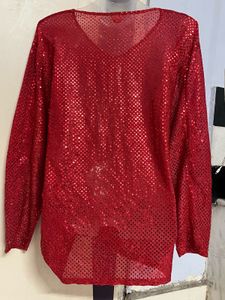 Pintrest Red Glitter Plus Size Top