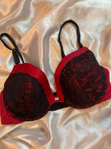 Red & Black Lace Bra