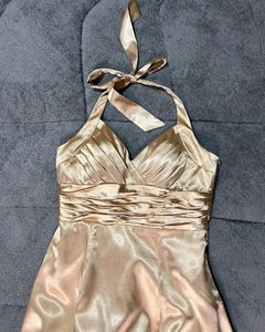 Champagne Halter Neck Mini Dress