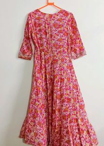 Pink Floral Print Gown
