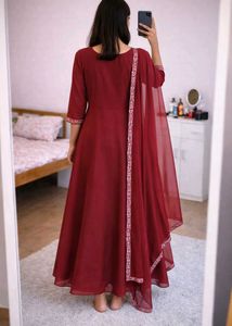 Elegant Maroon Anarkali Kurta Set
