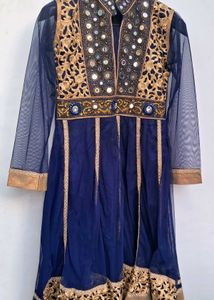 Navy Blue & Gold Mirror Work Kurta