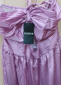 Striped Midi Dress with Cutout Detail