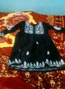 Embroidered Black Kurta
