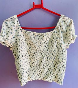 White Floral Crop Top