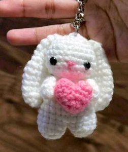 Bunny crochet keychain
