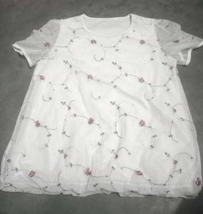 Floral Sheer Top white