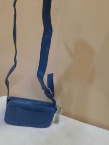 Blue Croc Embossed Clutch