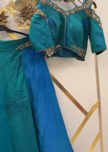 Blue &amp; Green Lehenga Choli