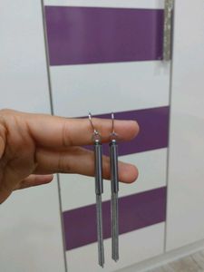 Long Silver Dangle Earrings