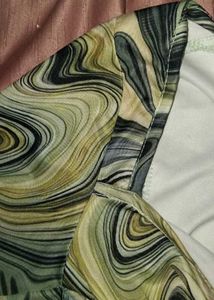 Abstract Print Long Sleeve Crop Top