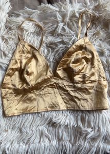 Gold Satin Bralette shein