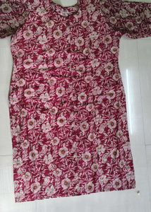 Floral Print Kurta Maroon