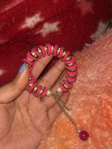 Pink &amp; Gold Beaded Bracelet