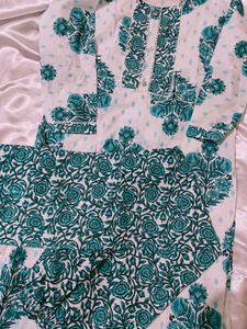 Green Floral Kurti Set
