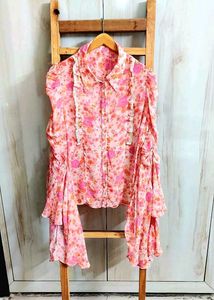 Floral Ruffle Sleeve Blouse size-46