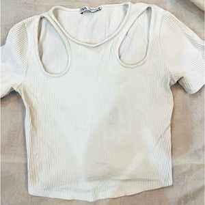 Zara Ribbed Cutout Top