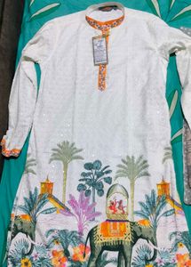 💥Brand New Anouk Men&#39;s Embroidered Cotton Kurt