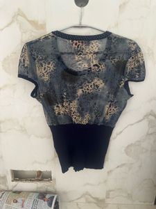 Blue Net Mesh Top For Teens