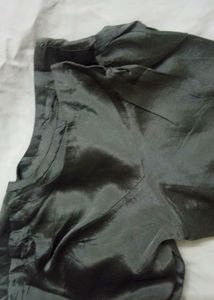Grey Silk Blouse 3/4th Sleeve Puff Hand