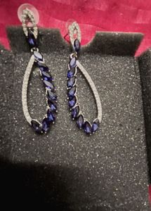 Drop Earrings - Blue And diamonds