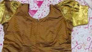Golden Brocade Blouse With Skirt