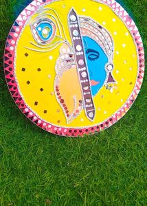 Lippan Art Mirror Wall Decor Handmade - Kanha Ji