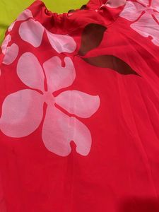 Floral Print Red Skirt