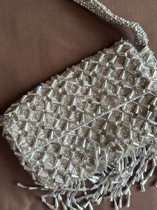 Zara Silver Beaded Evening Bag