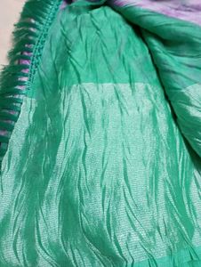 Crushed Green &amp; Lavender Brosso Saree