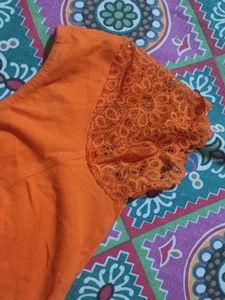Orange Readymade Saree Blouse