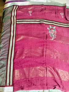 Purple Colour Party Wear Net Saree