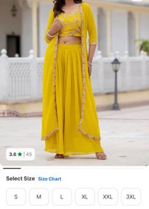 yellow 3 piece set (blouse, palazzo, shrug)