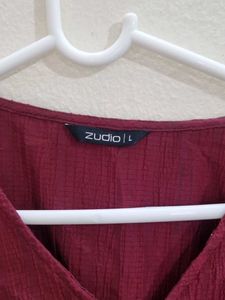 Cute Korean Maroon Button-Up Top