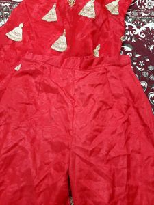 Red Colour Trouser Suit Without Dupatta