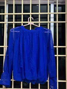 Blue Baloon Sleeve Top
