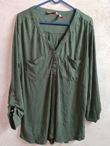 Olive Green Long Sleeve Blouse
