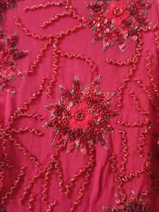 Red Party Wear Heavy Work Top