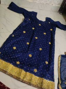 Elegant Blue & Gold Embroidered Kurta