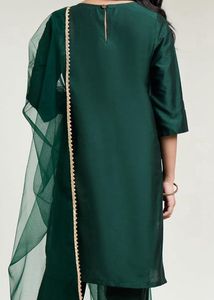 Girls Green Embroidered Kurta Set Without Duppatta