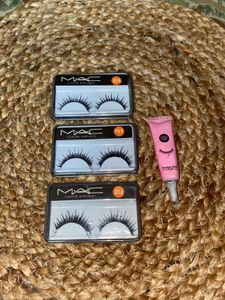 3 Fake eyelashes Set With Glue