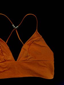 H&amp;M V SHAPED EMBELLISHED SHIMMER BIKINI TOP